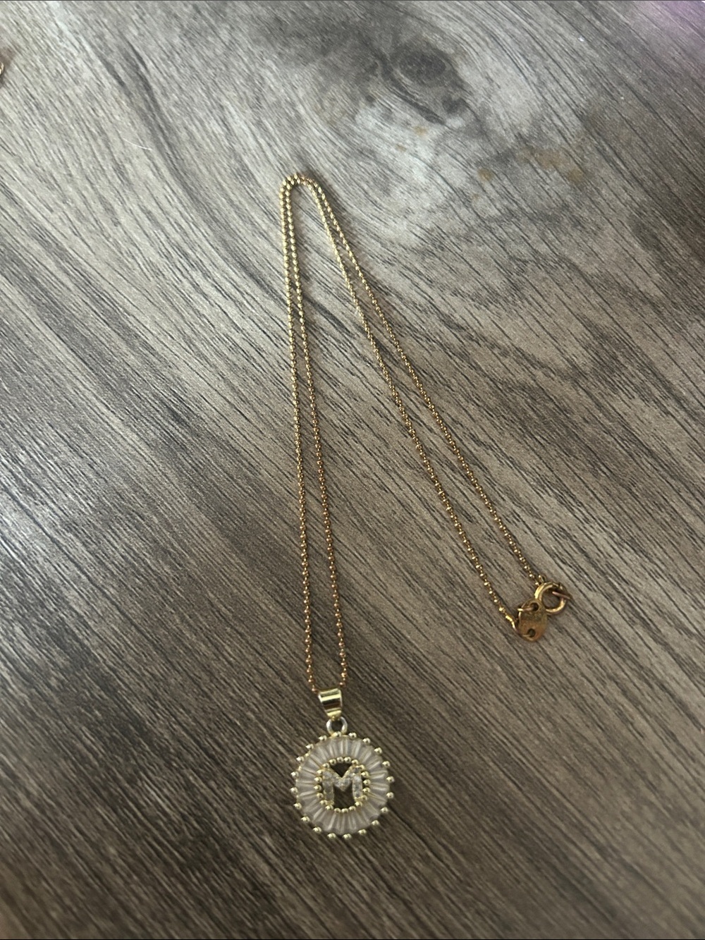 Gold-tone Circular Pendant Necklace with Pearl Accents